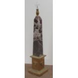 A fine tall obelisk shaped speckled marble and brass Table Lamp,