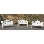 An extremely fine set of three matching Victorian metal Garden Seats,