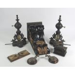 A heavy carved wooden Wall Mount painted black and highlighted in gilt,