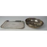 A small shaped rectangular silver Tray, Birmingham 1907, approx.