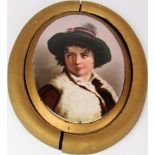 A good large hand painted 19th Century continental oval porcelain Plaque, possibly Berlin,