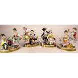 A good set of late 19th Century / early 20th Century painted Figures, "The Four Seasons.