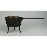 A heavy bronze 19th Century Welsh Skillet Pot/Saucepan, the long handle inscribed "P.
