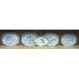 A very good set of four Chinese early 19th Century blue and white octagonal Dishes,