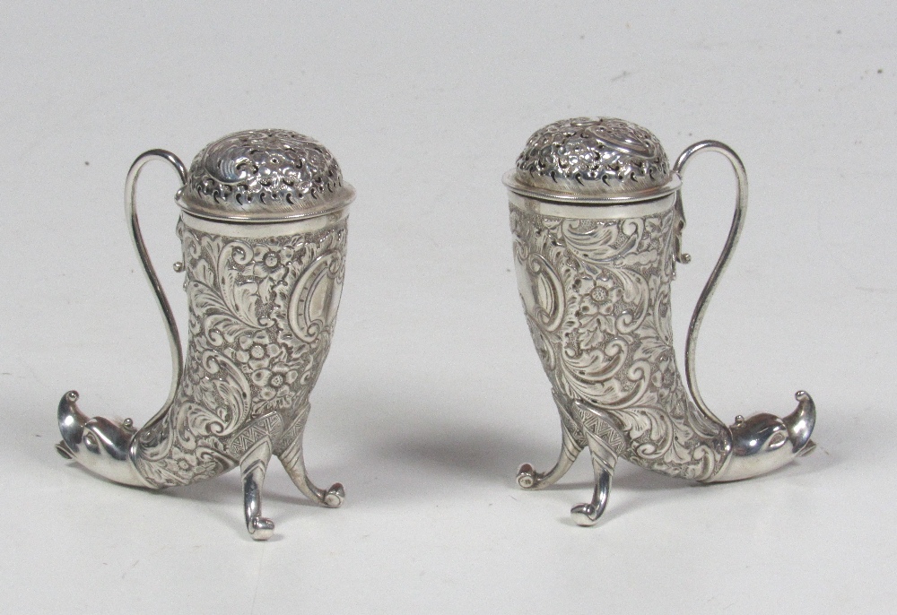 A very attractive pair of cornucopia shaped Birmingham silver Cups & Covers, c.