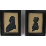 19th Century English School A pair of fine gilt heightened Silhouettes,