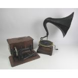 A 19th Century wooden cased Table Gramaphone,