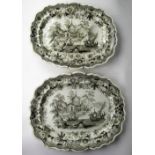 A fine large matching pair of 19th Century Careys porcelain 'Asiatic Scenery' Turkey Dishes,