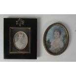 19th Century Irish School Miniatures: An oval miniature "Young Girl with low cut white dress,