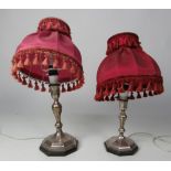 A tall silver Candlestick Table Lamp, London c. 1920; and a smaller ditto Sheffield, c.