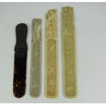 Letter Openers: Three rare 19th Century finely carved Japanese ivory Letter Openers,
