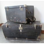 An early 20th Century Vintage brass and leather bound Car Luggage Box, by Moynat, "Les Bagages," No.