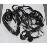 Full size set of black patent Show Harness, brass mounted, with both full collar and breast collar,