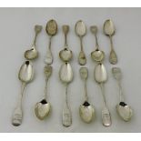 A set of 12 Irish Victorian silver rat-tail Tea Spoons, (6 + 6) Dublin c.