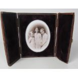 Photograph: An attractive late 19th Century photographic reproduction on porcelain, "Three Sisters,