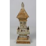 A 19th Century Oriental etched ivory and bone Pagoda Shrine,