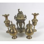 A pierced and embossed Oriental brass Incense Burner and Cover,
