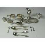 Box: A Chester silver Cream Jug, a pair of pierced silver Mustard Pots,