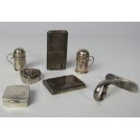 A heavy silver Cigarette Lighter, a small Victorian silver Vesta Case, inscribed "Angus Club,