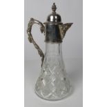 A very attractive silver mounted cutglass Claret Jug, Birmingham c.