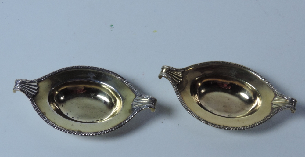 A fine quality and attractive pair of George III small silver gilt oval shaped Bowls / Salts, - Image 2 of 2