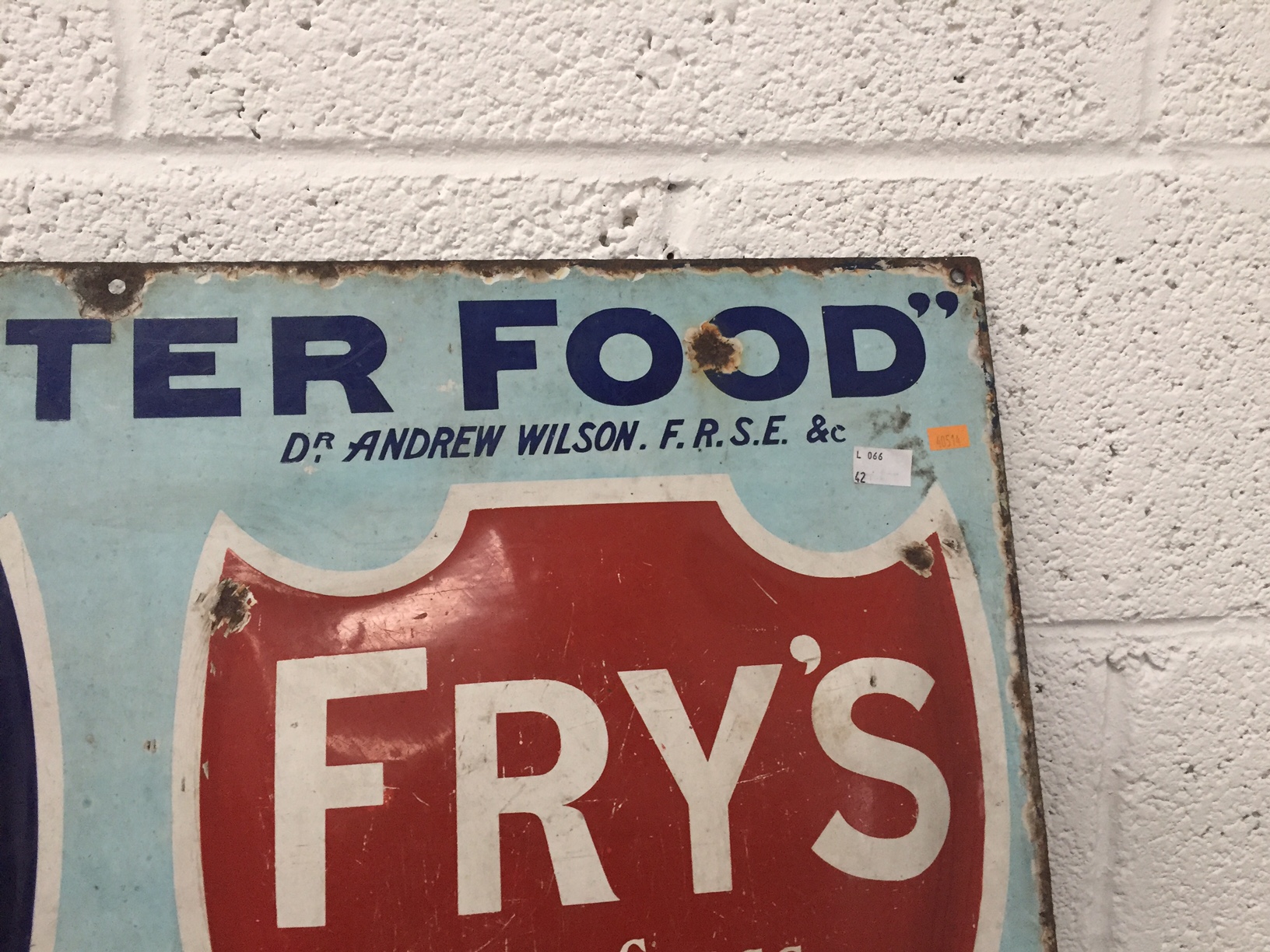 A good early 20th Century enamel Advertising Sign, 'Frys Cocoa / Chocolate, - Image 6 of 7