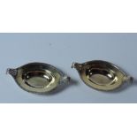 A fine quality and attractive pair of George III small silver gilt oval shaped Bowls / Salts,