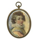 Early 20th Century English School Miniature: Very attractive oval portrait on ivory,