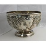 A large embossed English silver Rose Bowl, Sheffield c. 1905, by J.R.