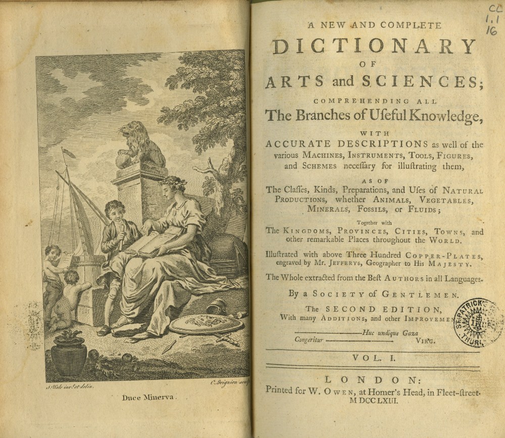 Society of Gentleman: A New and Complete Dictionary of Arts and Sciences; 4 vols. 8vo L. 1763.