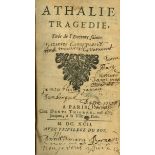 [Racine (J.)] Athalie Tragedie, Tirae de l'Escriture Sainte, 12mo Paris 1692. First, 12mo Edn. Engd.