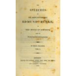 Burke - The Speeches of the Rt. Hon. Edmund Burke, 4 vols. 8vo L. 1816. Cont. hf.