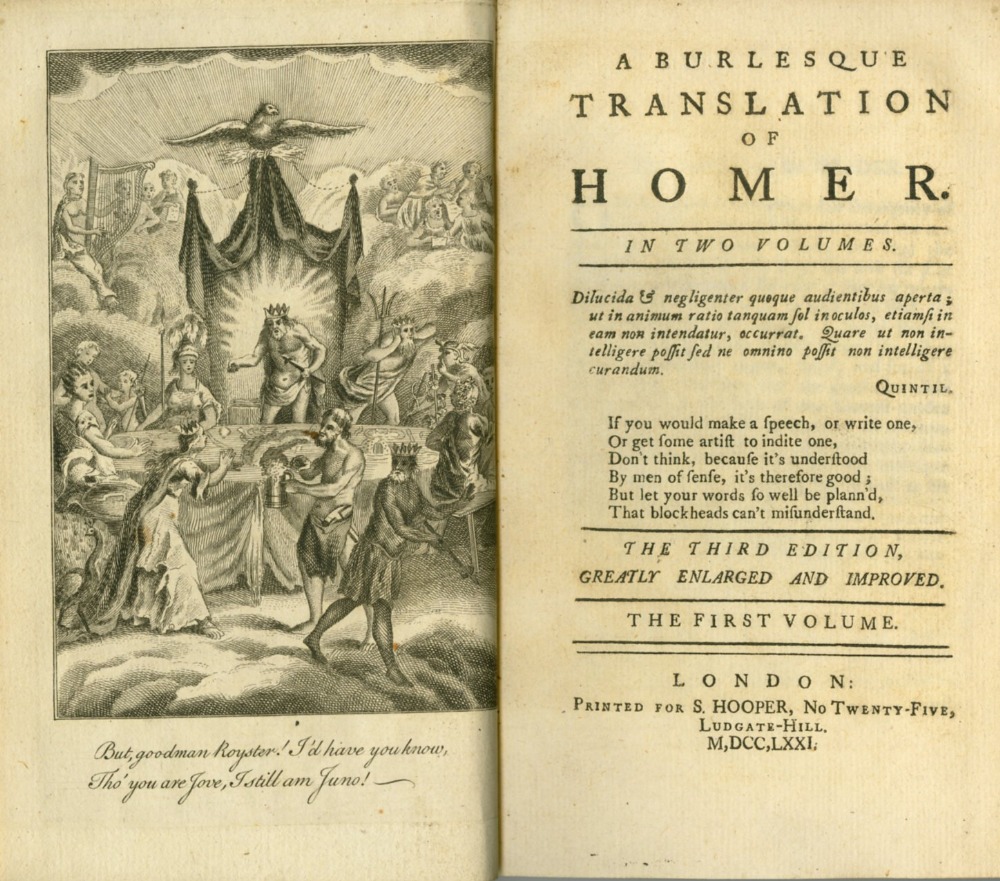 [Brydges (Thos.)] A Burlesque Translation of Homer, 2 vols. 12mo Lond. 1771. Third Edn.