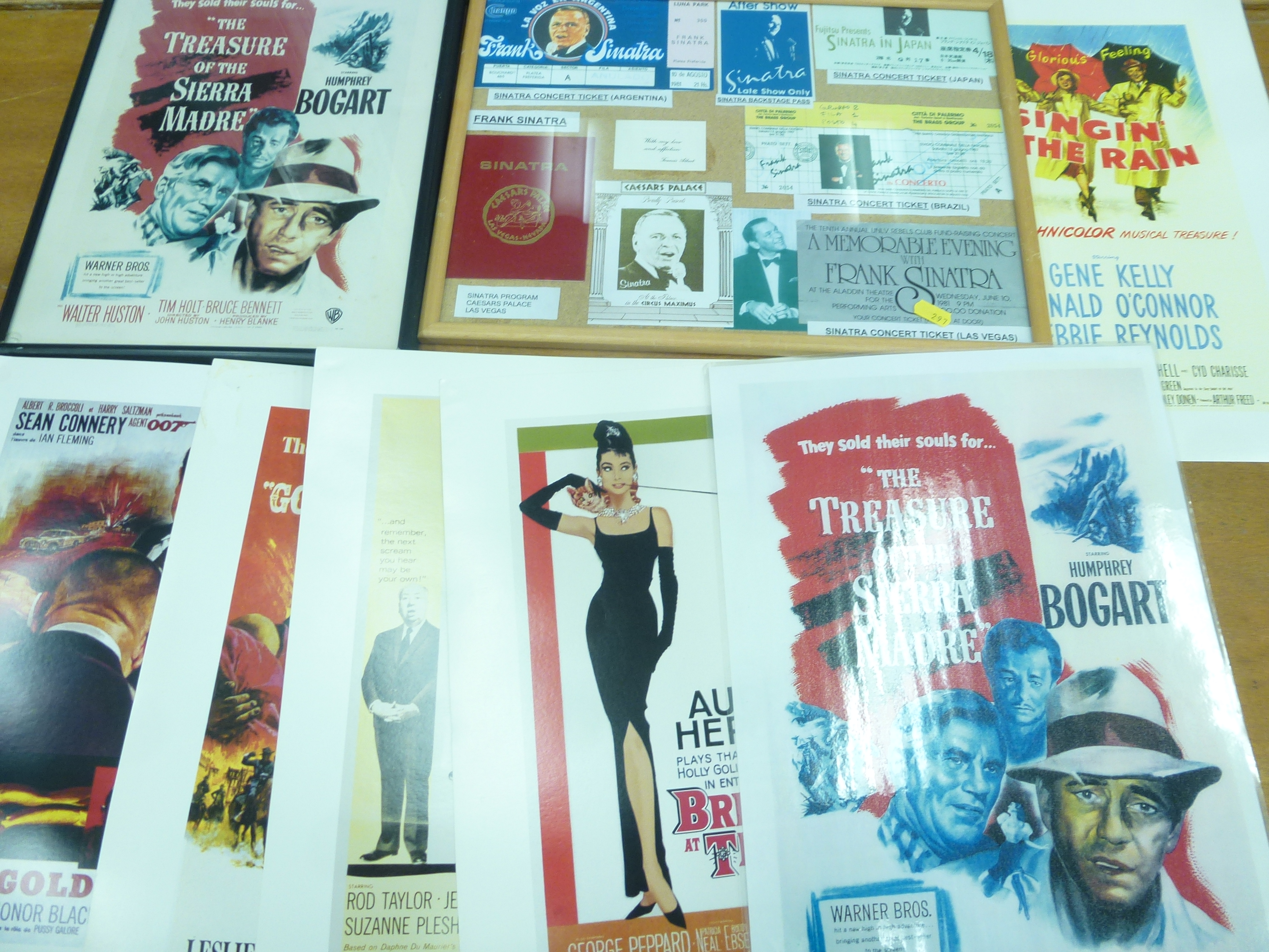 A QUANTITY OF ASSORTED PRINTED FILM POSTERS AND FRAMED SINATRA MEMORABILIA