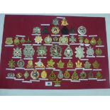 BOARD OF ASSORTED CAP BADGES INCLUDING CANADIAN