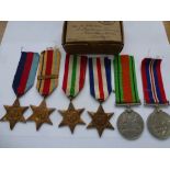 1939-45 STAR, AFRICA STAR (WITH 1ST ARMY CLASP), ITALY STAR, FRANCE AND GERMANY STAR, DEFENCE