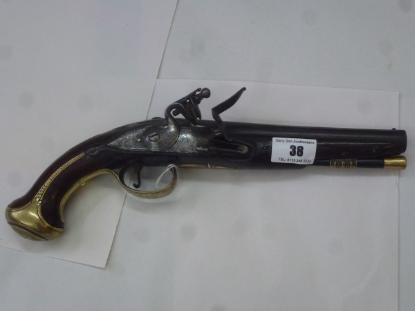 Flintlock Pistol By Clark 1780-1800 Marked No. 1