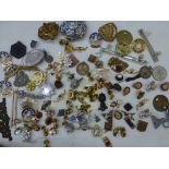 BAG OF ASSORTED BUTTONS, BADGES, PINS AND ACCESSORIES