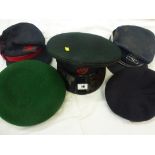 6 ASSORTED CAPS AND BERETS