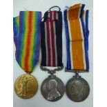 MILITARY MEDAL WITH VICTORY MEDAL AND WAR MEDAL AWARDED TO SERGEANT A.V. BANTHORPE 2-LOND. R.