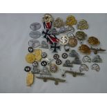 BAG OF NAZI STYLE BADGES AND PINS