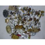 BAG OF ASSORTED BADGES, BUTTONS AND ACCESSORIES