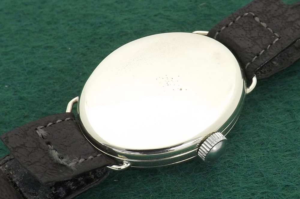 Omega nickel chrome oval wire-lug gentleman's wristwatch, the circular dial with Roman numerals, - Image 2 of 3