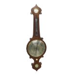 Rosewood four glass onion top banjo barometer, the 10" silvered dial signed Barnascom, Leeds, within