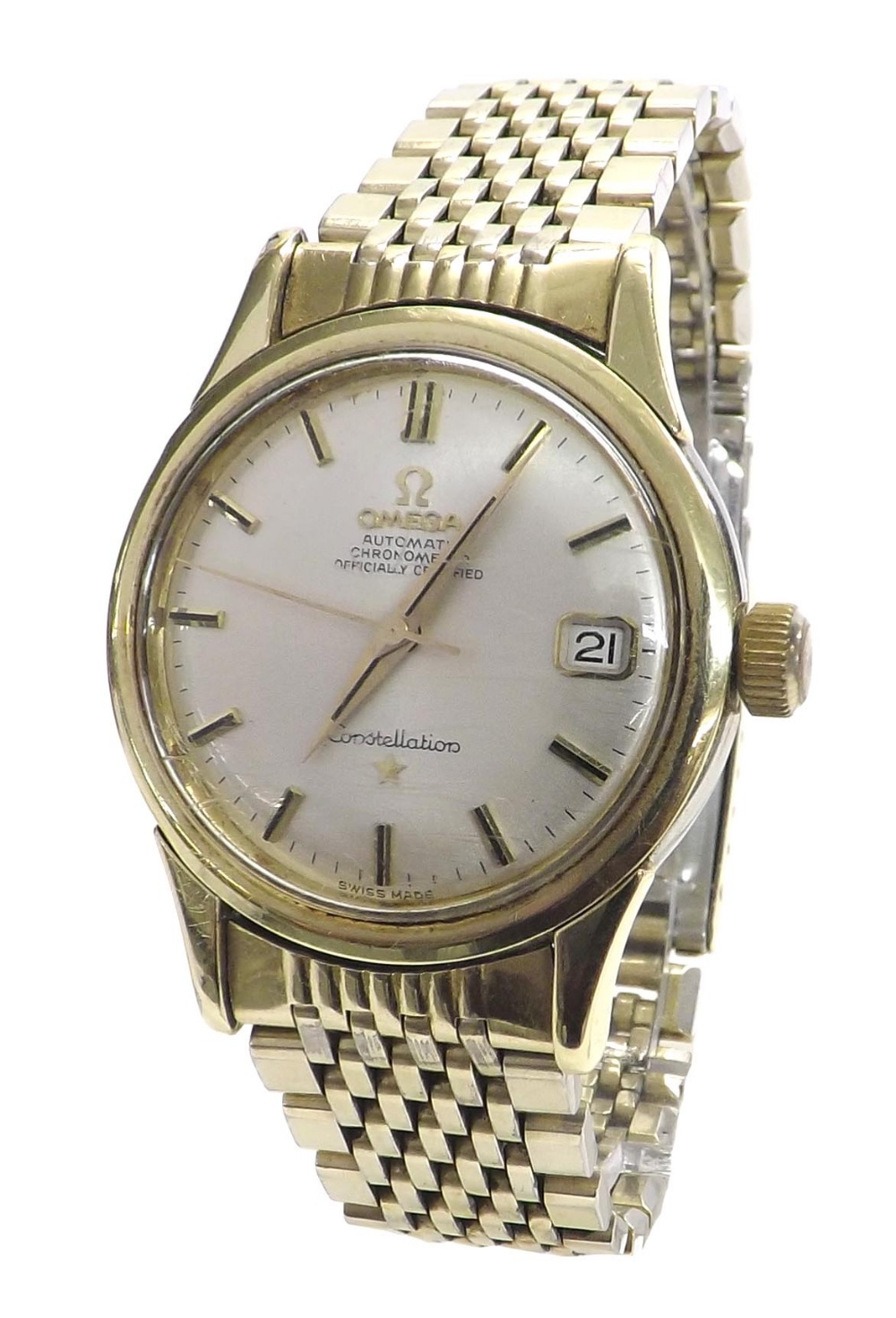 Omega Constellation Chronometer automatic 14k gold capped stainless steel gentleman's bracelet - Image 2 of 3