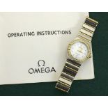 (600184-1-A) Omega Constellation gold and stainless steel diamond set lady's bracelet watch, circa