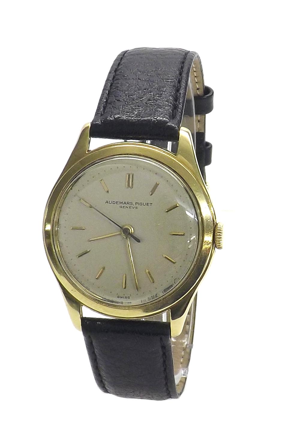 Audemars Piguet Geneve 1950s 18k gentleman's wristwatch, circular silvered dial with baton markers - Image 2 of 3