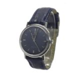 Omega Geneve stainless steel gentleman's wristwatch, circa 1968, ref. 131.019SP, the blue dial