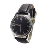 Omega stainless steel gentleman's wristwatch, circa 1962, case ref. 14391-61, the circular black