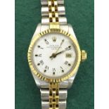 (20 545855-1-A) Rolex Oyster Perpetual Date gold and stainless steel lady's bracelet watch, ref.